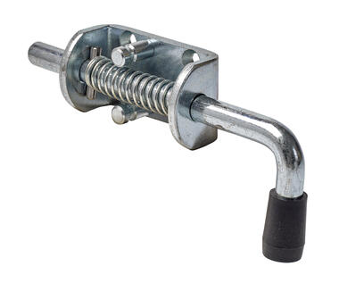 Zinc plated steel spring bolt with retaining mechanism