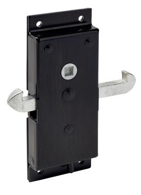 Black enamalled steel sliding door lock, with locking bar (1)