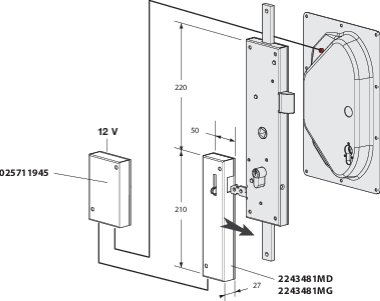 Additional electric locking module for lock (+ LED)