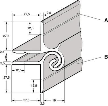 Charnière profils aluminium anodisé largeur 27,5mm