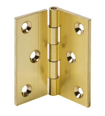 Brass hinge with fixing holes and stainless steel pin