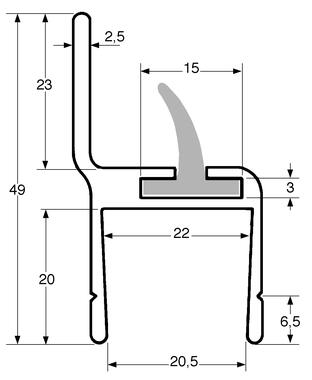 Perfil de encuadre con batiente, aluminio bruto (1)
