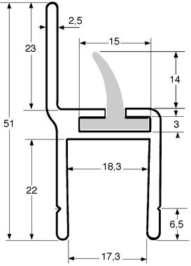 Profil d'encadrement avec battue, aluminium brut (1)