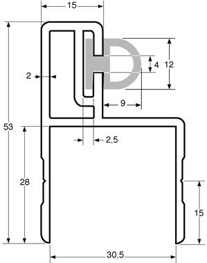 Perfil de encuadre con batiente, aluminio anodizado (1)