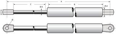 Amortiguador de gas con extremidades atornilladas (1)