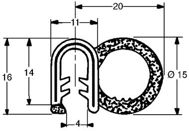 Joint clip EPDM noir-tube cellulaire 15-clip armé (1)