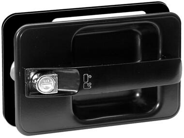 Locking handle, black epoxy aluminium dish (1)