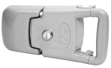 Slam lock grey epoxy aluminium, adjustable catch, key operated