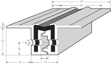 Aluminium continuous hinge, 180° opening (1)