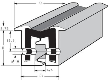 Aluminium continuous hinge, 180° opening