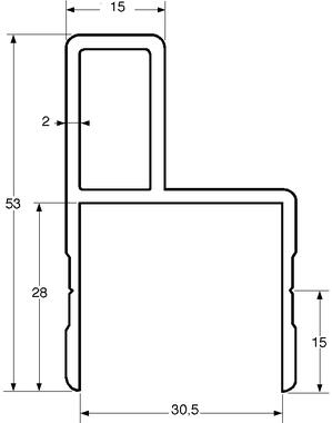 Profil d'encadrement avec battue, aluminium anodisé (1)
