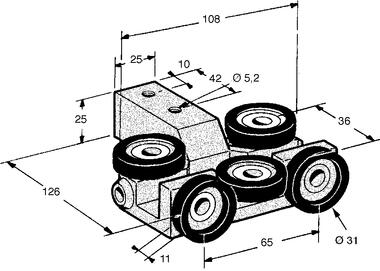Carrello per telone scorrevole con supporto alluminio e rotelle in nylon (1)