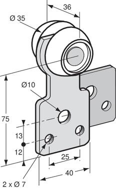 Zinc plated steel curtain bracket and wall-plate with nylon rollers (1)