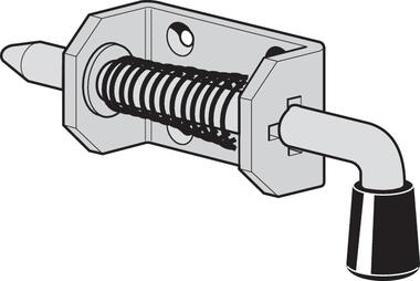 Zinc plated steel spring bolt with retaining mechanism
