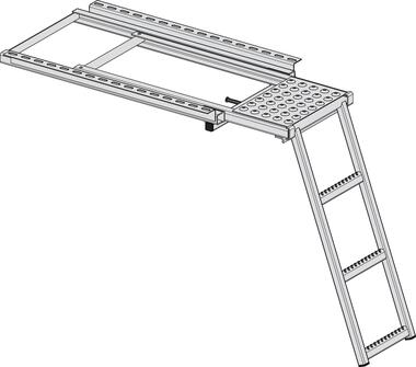 Galvanised steel 4 folding step with platform, can be locked in folded position