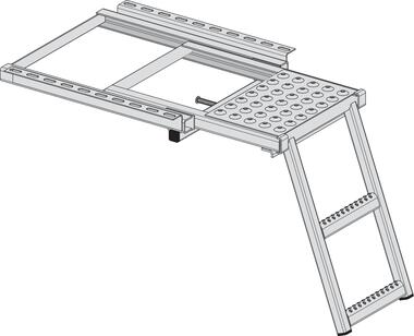 Galvanised steel 3 folding steps with platform, can be locked in folded position