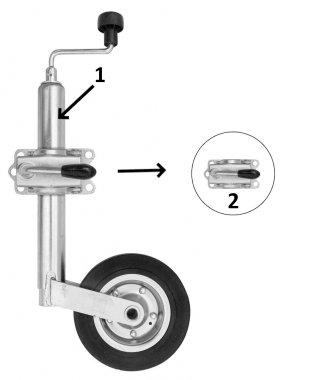 Roue de jockey télescopique avec collier (1)