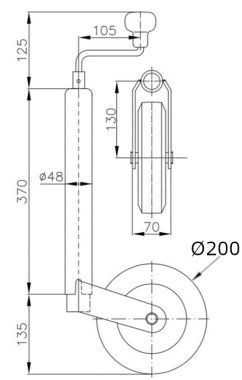 Roue de jockey télescopique avec collier (2)