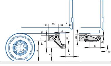 XLIFT-P41C BAE R58-03 relevable manuel tube acier carre 120x120 platine basse fixation latérale (2)