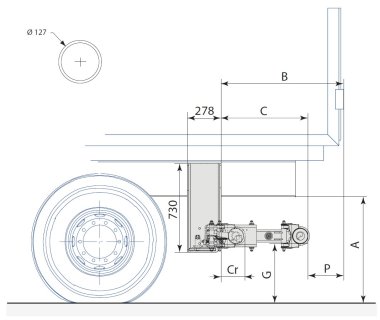 XFOLD P94 - Belka tylna R58-03 wysuwana podręcznik, z okrągłym, stalowym zderzakiem rurowym.Wykończenie KTL (2)