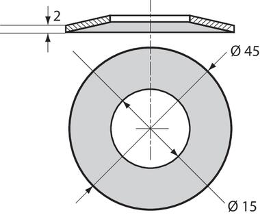 Belleville washer, 42 x 15 x 2, self colour steel (2)