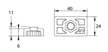 Fixing plate, black plastic (2)