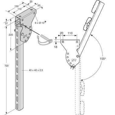 Complete tilted support, galvanized steel (2)