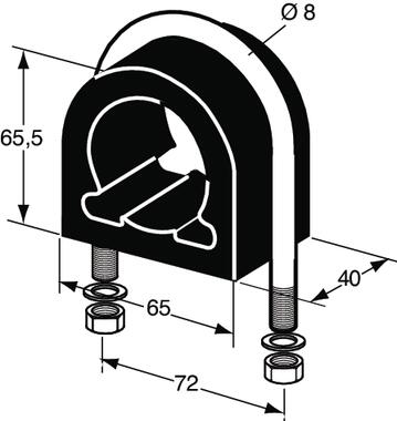 Supporto completo in gomma per tubo da Ø 40 a 42 mm (2)