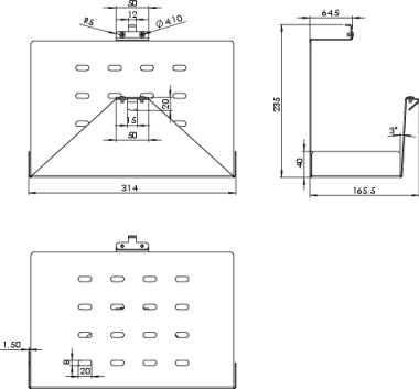 BOX - Stal malowana wspornik na czarno do klina pod koło ORIGAMY E53 (2)