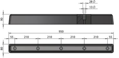 Tope de goma negro 950x80x90 (2)