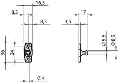 Wtyk zaczepu ustalacza położenia drzwi Ø8,5x17 mm (2)