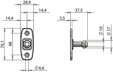 Wtyk zaczepu ustalacza położenia drzwi Ø17x37,5 mm (2)