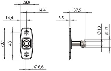 Partie mâle d'arrêt de porte Ø17x37,5 mm (2)