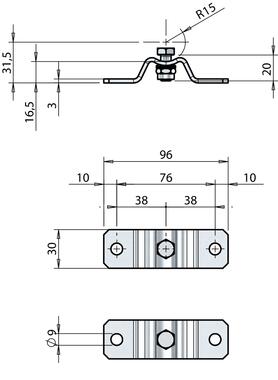 Kit brides de fixation réglables pour arrêt de porte aluminium (2)