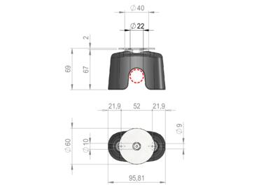 Arrêt de porte magnétique Low Power pour crémone 22 mm (2)