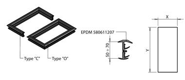 Cadre EPDM noir  avec coins vulcanisés 52 mm-72 mm