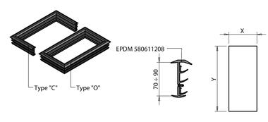 Guarnicion vulcanizada para puerta completa, ideal para espesor del panel de 70 á 90 mm