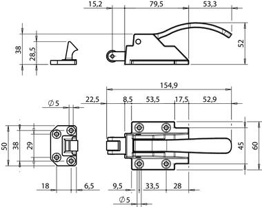 External lock with rounded lever and striker (2)