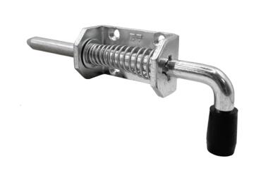 Zinc plated steel spring bolt with retaining mechanism