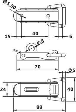 Grenouillère pour cadenas acier zingué H88mm (2)