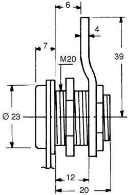 Quarter turn lock with key number 101, max : 6 mm (2)