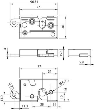 Serratura in acciaio zincato passivato nickel, 1 attuatore (2)