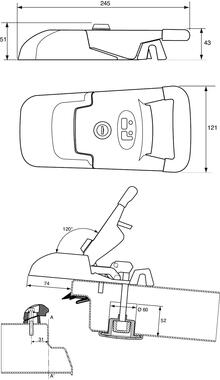 Slam lock grey epoxy aluminium, adjustable catch, key operated (2)