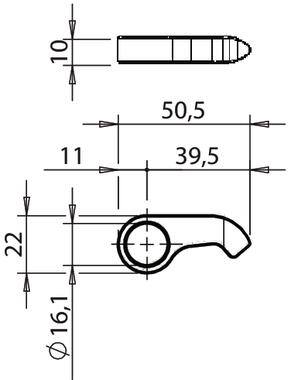 Pêne D/G pour gâches à fixation horizontale (2)