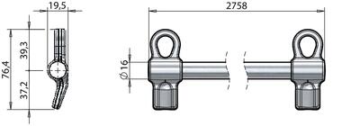 Axe Ø16 avec pênes ST1 soudés pour gâche verticale