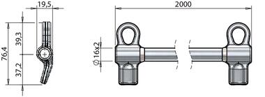 Drehstange Ø16x2 mm mit Spannzapfen ST1 montiert für vertikale Befestigung (1)