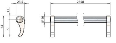 Axe Ø16 avec pênes ST1 soudés pr gâche horizontale