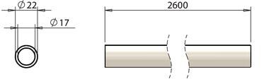 Tubo de pultrusión Ø22x2,5x2600 mm