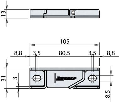 RH keeper for horizontal operation 13 mm height (2)