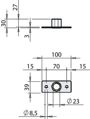 Befestigungshülse 30 mm für Rohr Ø22 (2)